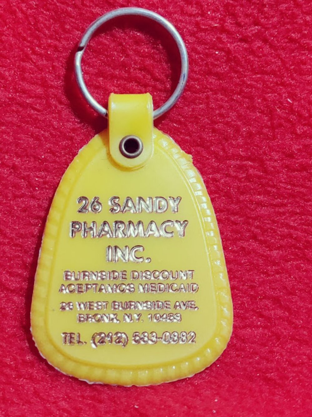 Vintage Sandy Pharmacy Advertising Keychain